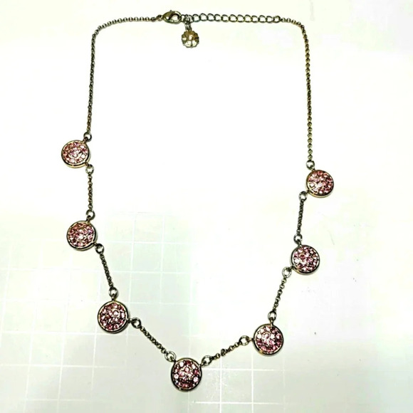 Pink Rhinestone Disc Necklace - Picture 3 of 4